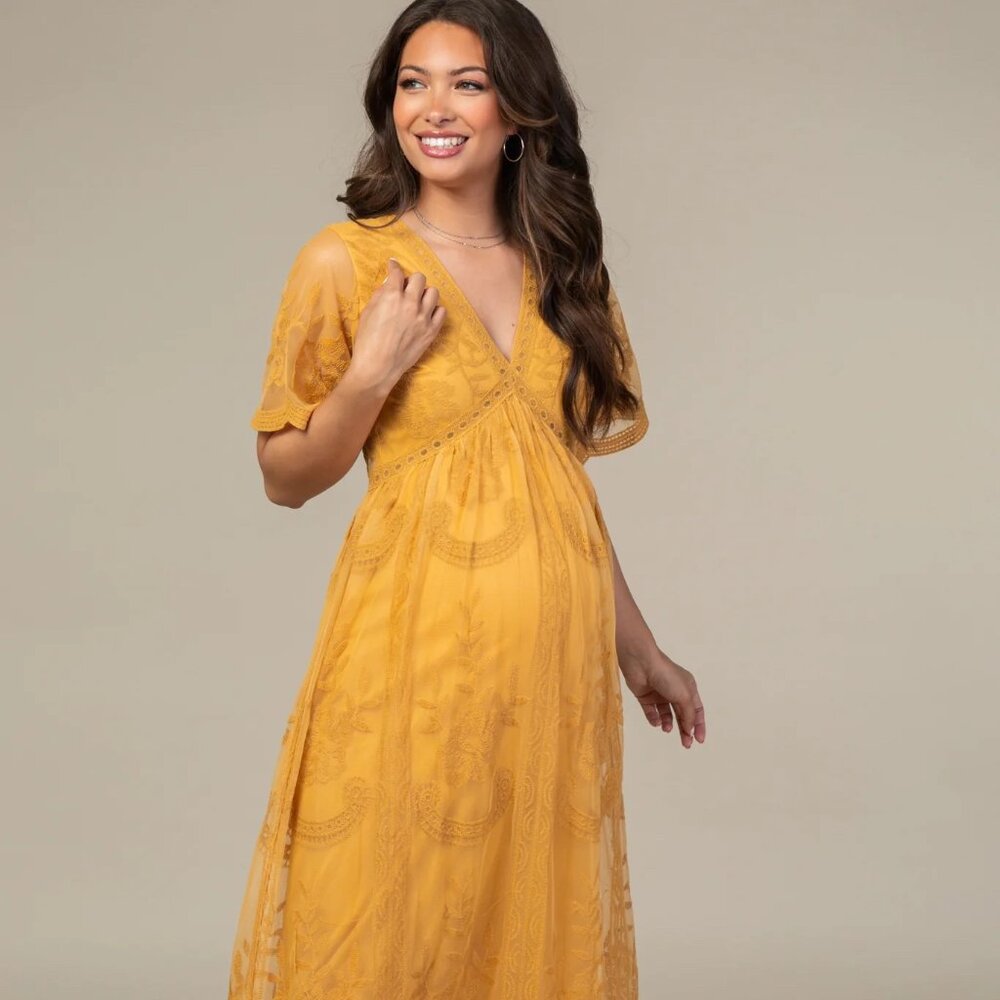 PERFECT and beloved maternity dress in yellow lace